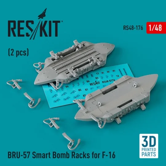 BRU-57 Smart Bomb Racks for F-16 (2 pcs) (3D Printed) - ResKit Mode...