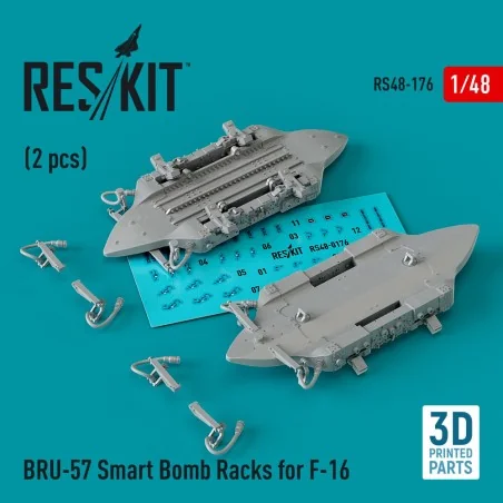 BRU-57 Smart Bomb Racks for F-16 (2 pcs) (3D Printed), 1/48 - ResKi...
