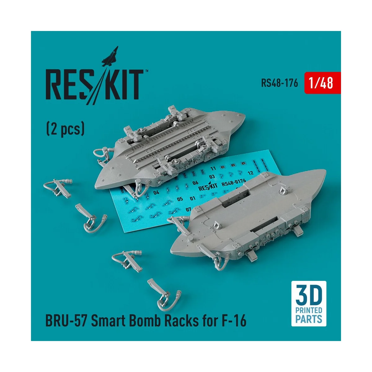 BRU-57 Smart Bomb Racks for F-16 (2 pcs) (3D Printed) - ResKit Mode...