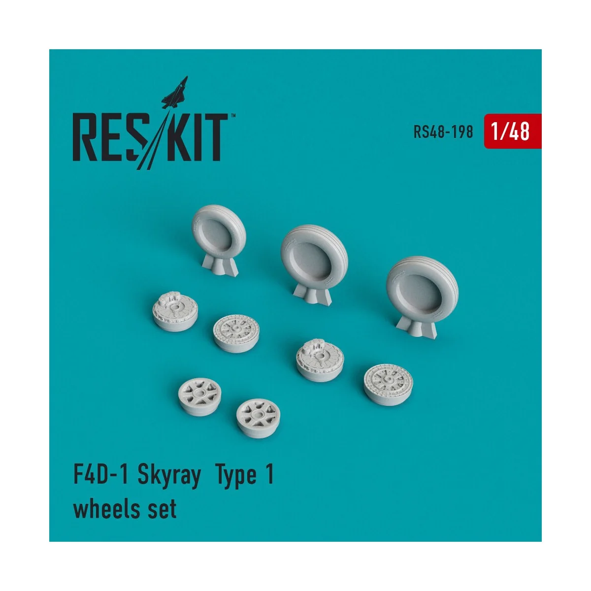 F4D-1 Skyray type 1 wheels set, 1/48 - ResKit Models RS48-0198