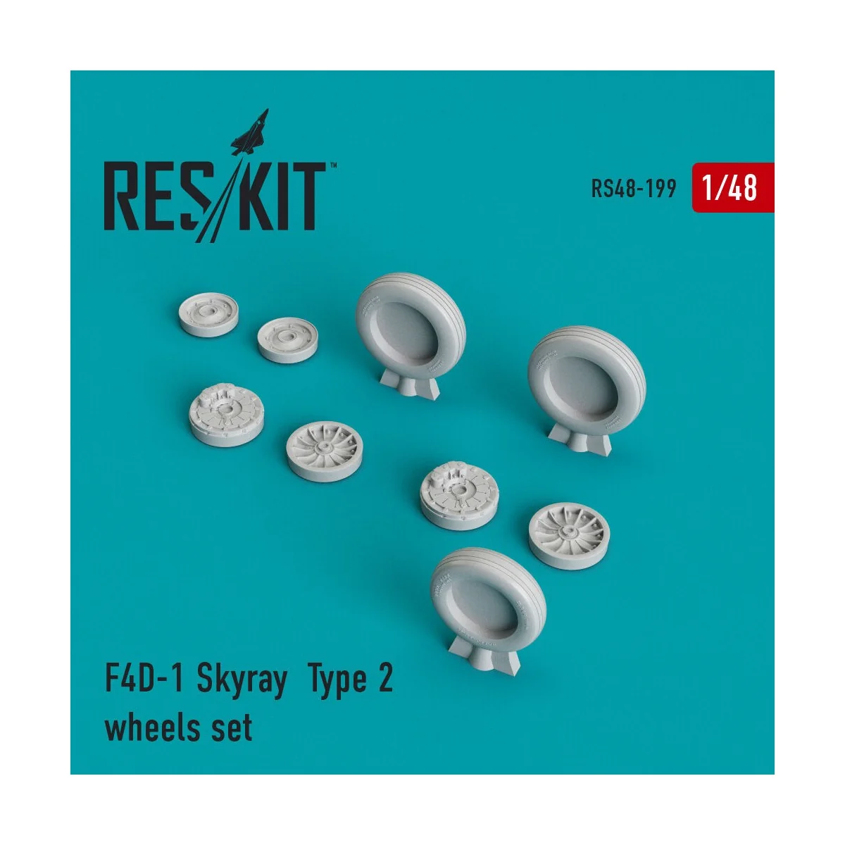 F4D-1 Skyray type 2 wheels set, 1/48 - ResKit Models RS48-0199