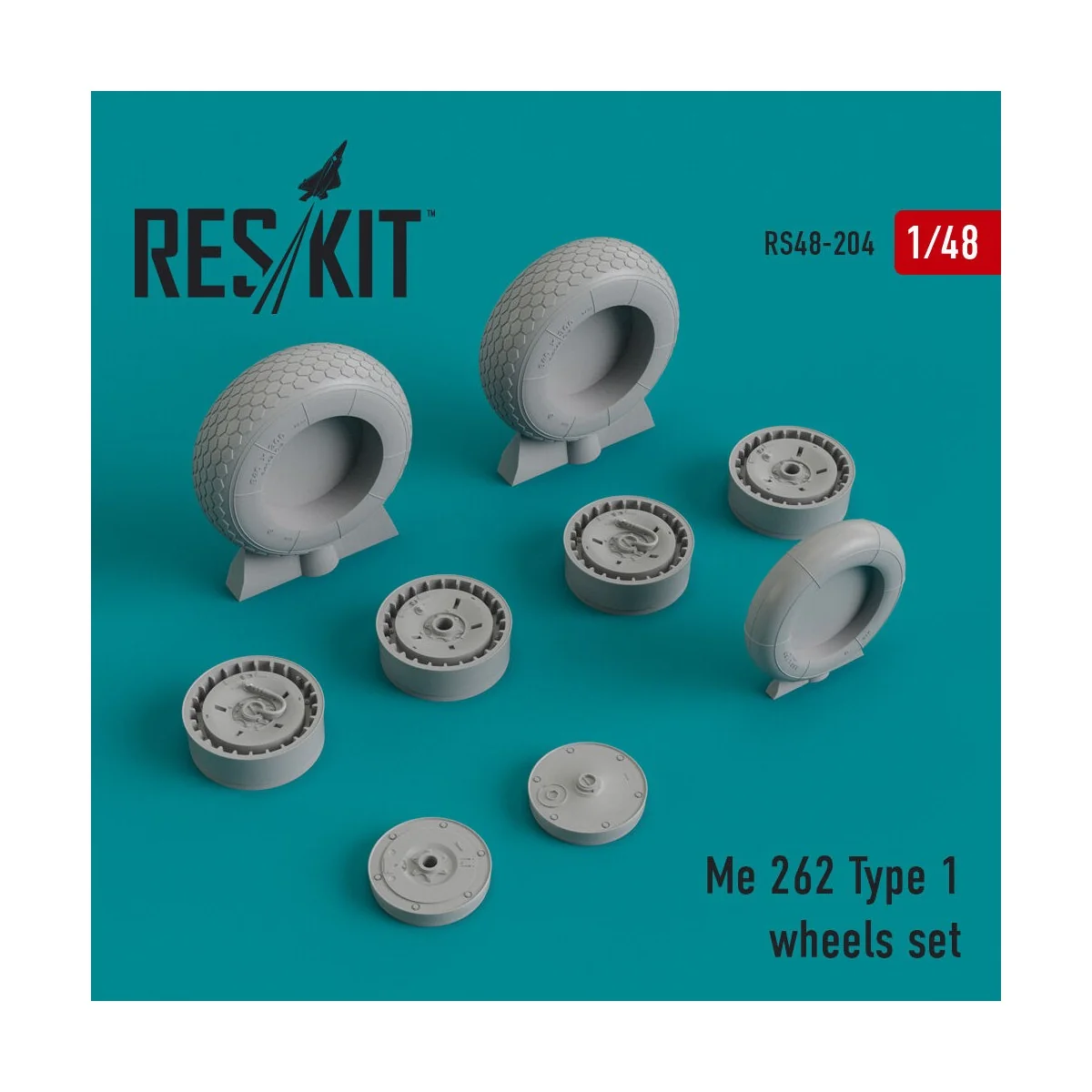 Me.262 type 1 wheels set, 1/48 - ResKit Models RS48-0204 Me.262 type 1 wheels set, 1/48 - ResKit Models RS48-0204