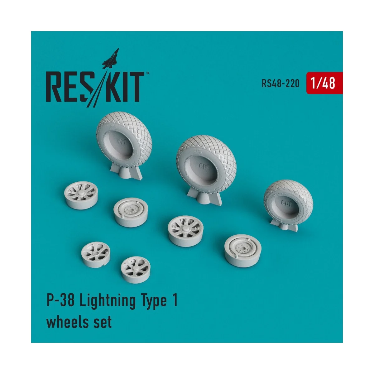 P-38 Lightning type 1 wheels set - ResKit Models RS48-0220