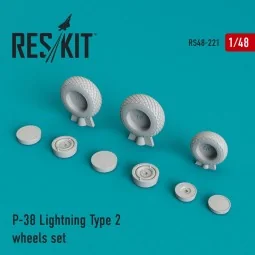 P-38 Lightning type 2 wheels set, 1/48 - ResKit Models RS48-0221