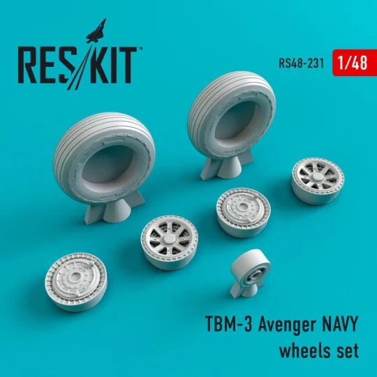 TBM-3 Avenger NAVY wheels set, 1/48 - ResKit Models RS48-0231 TBM-3 Avenger NAVY wheels set, 1/48 - ResKit Models RS48-0231