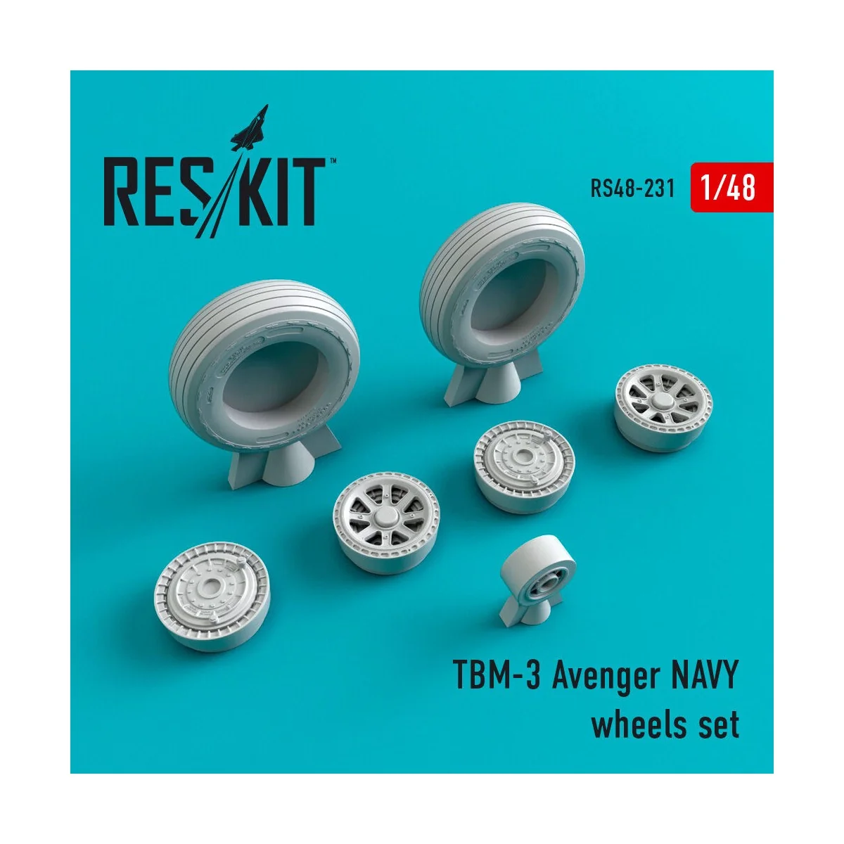 TBM-3 Avenger NAVY wheels set - ResKit Models RS48-0231