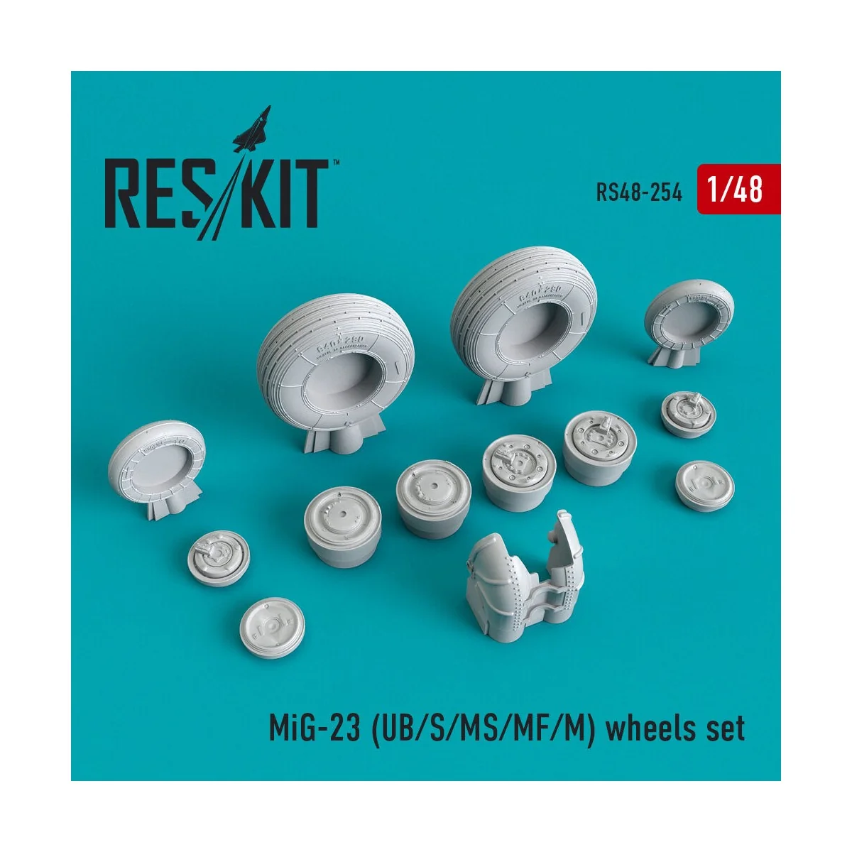 MiG-23 UB/S/MS/MF/M wheels set, 1/48 - ResKit Models RS48-0254 MiG-23 UB/S/MS/MF/M wheels set, 1/48 - ResKit Models RS48-0254