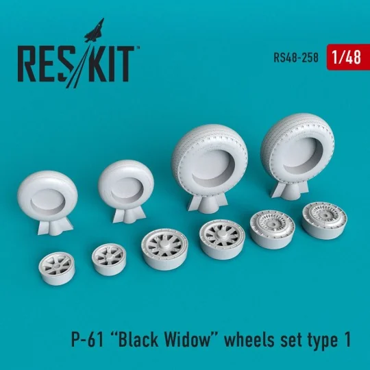 P-61 Black Widow wheels set, 1/48 - ResKit Models RS48-0258