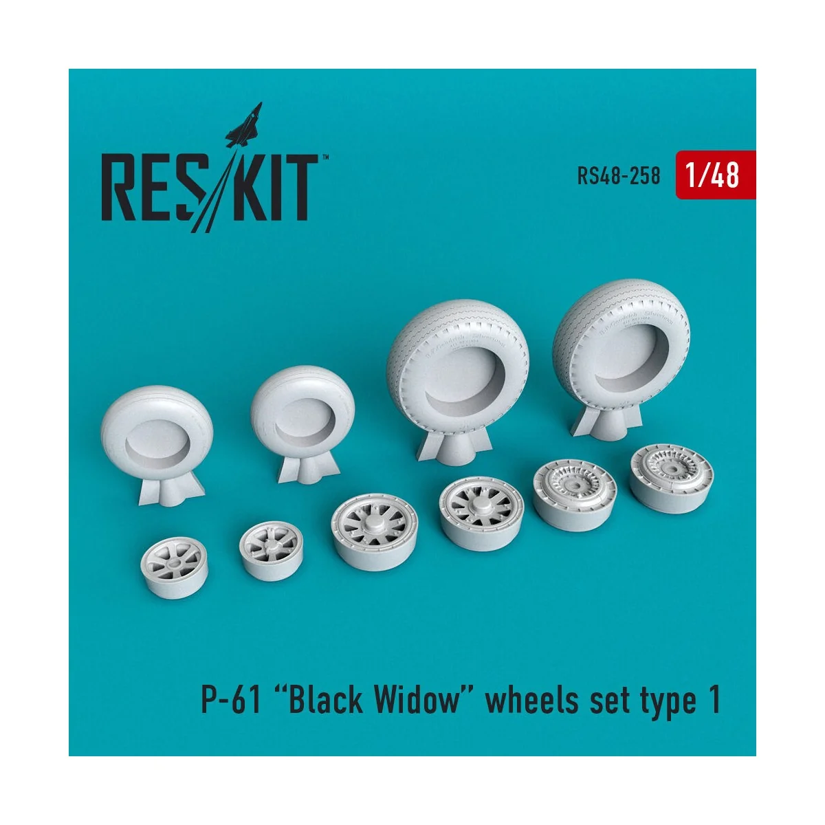 P-61 Black Widow wheels set - ResKit Models RS48-0258