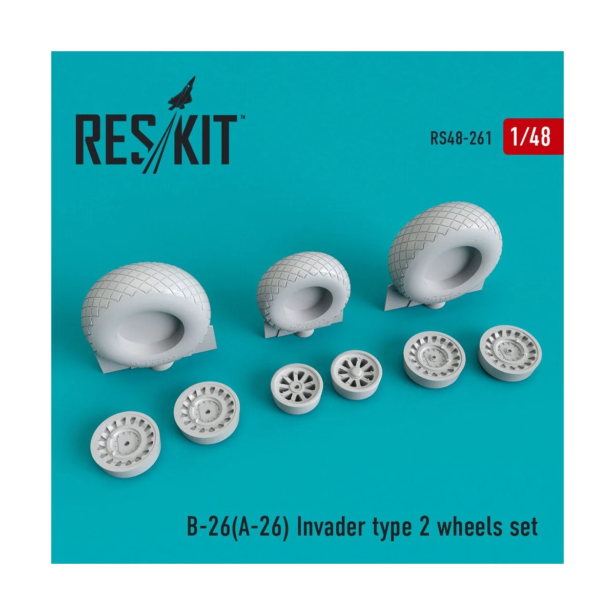 B-26 (A-26) Invader type 2 wheels set, 1/48 - ResKit Models RS48-0261