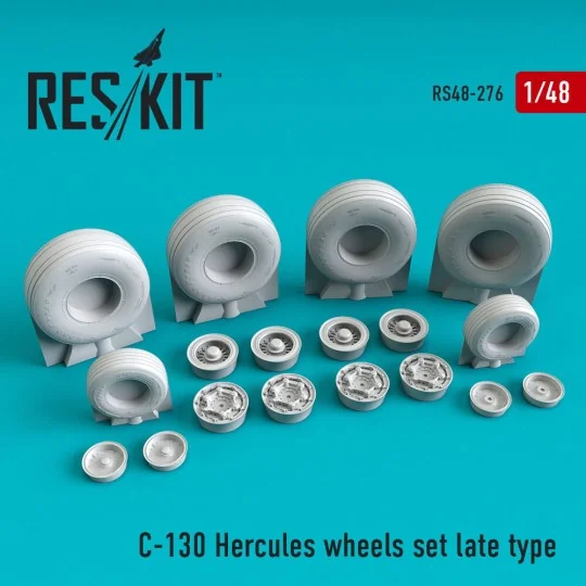 C-130 Hercules wheels set late type (weighted), 1/48 - ResKit Model...