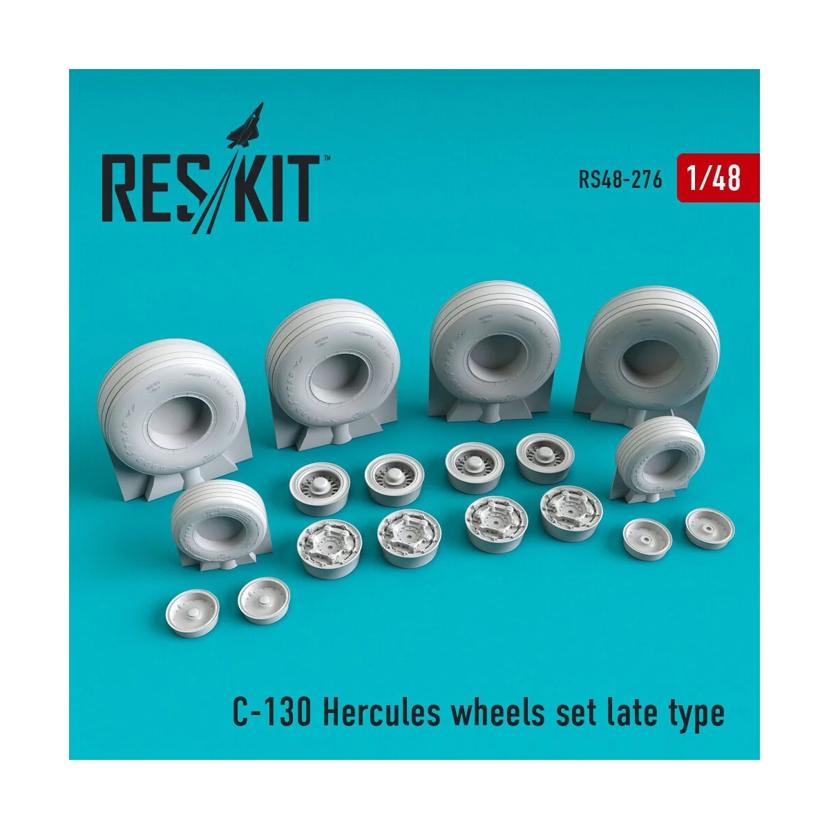 C-130 Hercules wheels set late type (weighted) - ResKit Models RS48...