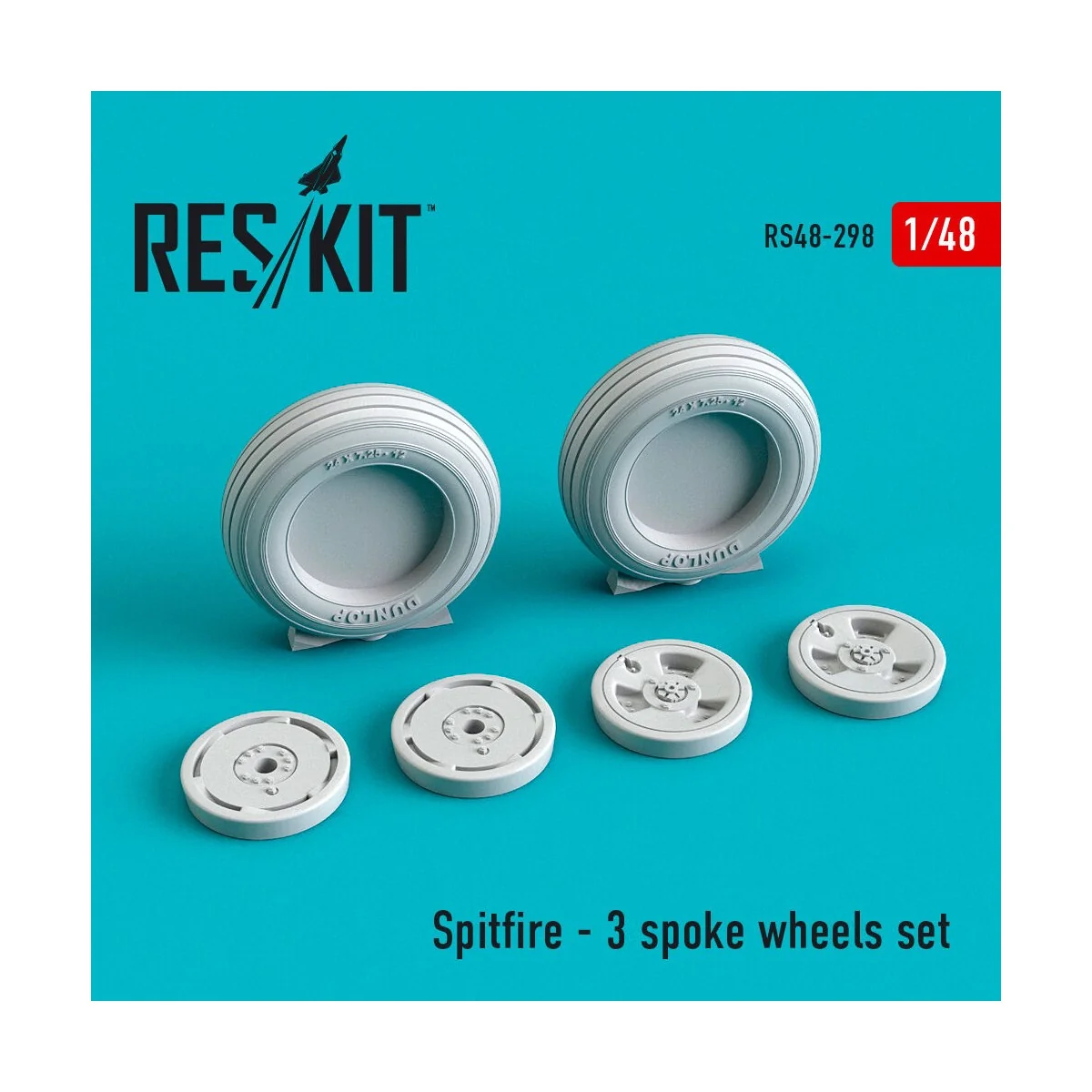 Spitfire (3 spoke) wheels set, 1/48 - ResKit Models RS48-0298 Spitfire (3 spoke) wheels set, 1/48 - ResKit Models RS48-0298