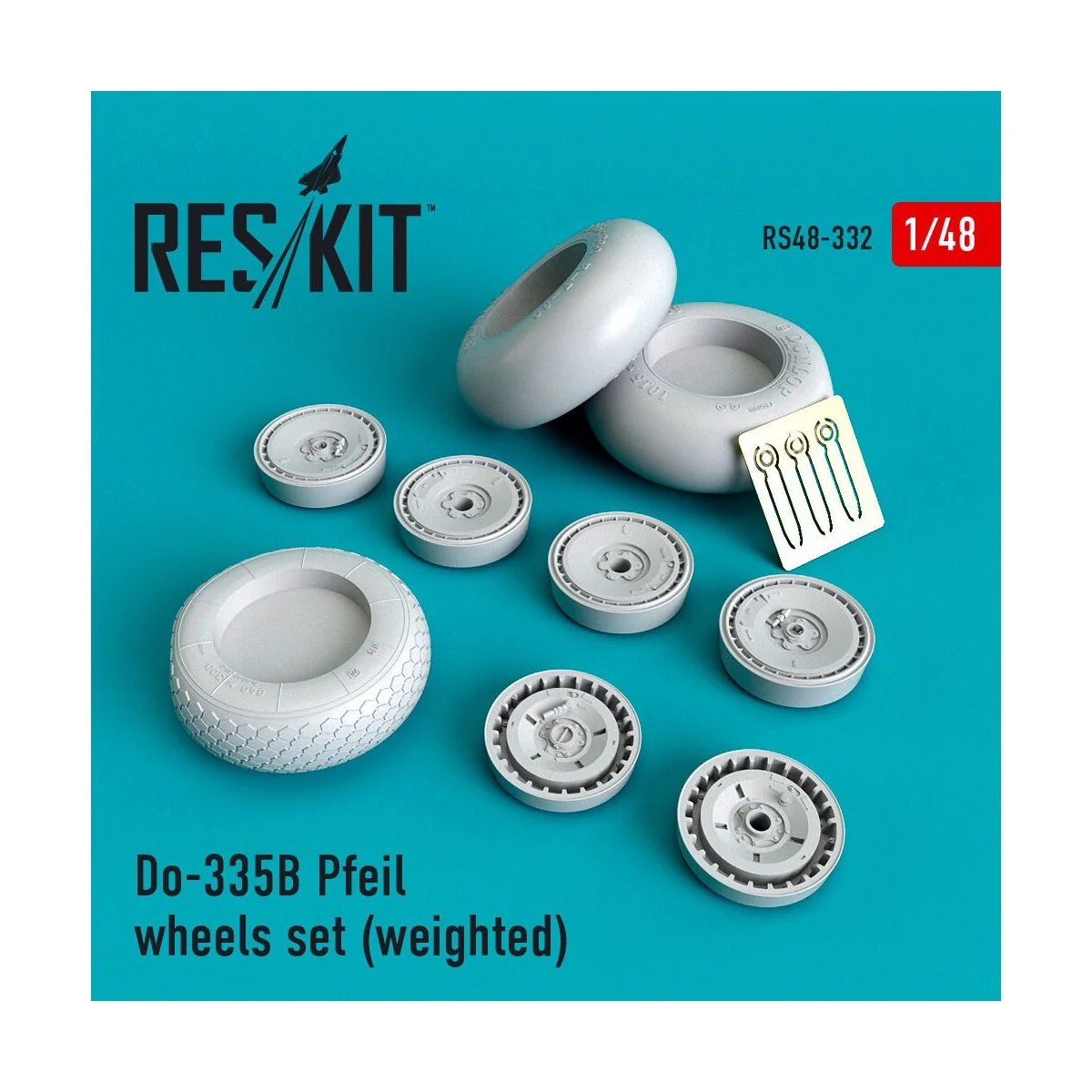 Do-335? Pfeil wheels set (weighted) - ResKit Models RS48-0332