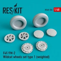 F4F/FM-2 Wildcat wheels set type 1 (weighted) - ResKit Models RS48-...
