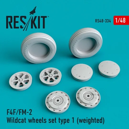 F4F/FM-2 Wildcat wheels set type 1 (weighted), 1/48 - ResKit Models... F4F/FM-2 Wildcat wheels set type 1 (weighted), 1/48 - ResKit Models...