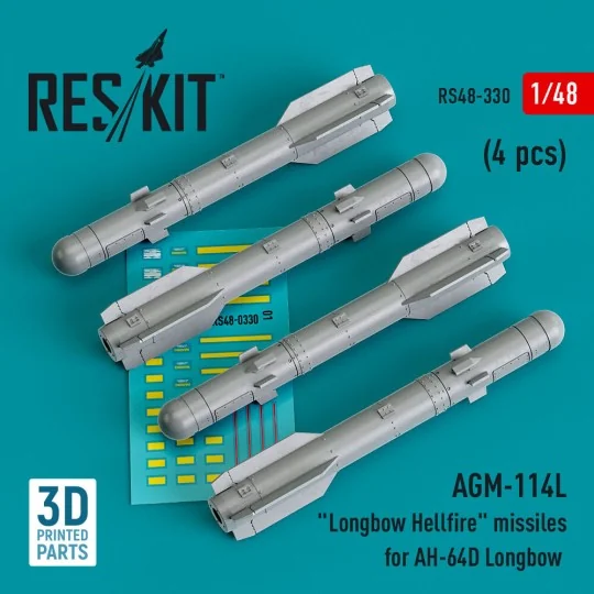 AGM-114L Longbow Hellfire missiles (4 pcs)(AH-64D Longbow) (3D Prin... AGM-114L Longbow Hellfire missiles (4 pcs)(AH-64D Longbow) (3D Prin...