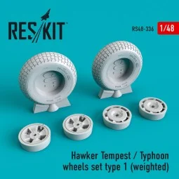 Hawker Tempest/Typhoon wheels set type 1 (weighted), 1/48 - ResKit ...