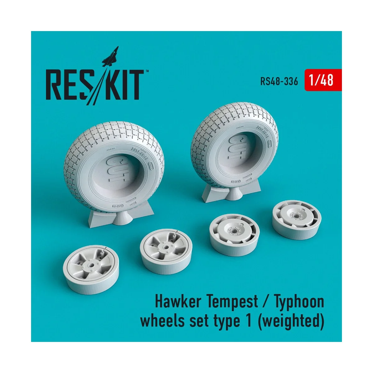 Hawker Tempest/Typhoon wheels set type 1 (weighted), 1/48 - ResKit ... Hawker Tempest/Typhoon wheels set type 1 (weighted), 1/48 - ResKit ...