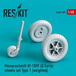 Bf-109 (F, G-early) wheels set type 1 (weighted), 1/48 - ResKit Mod...