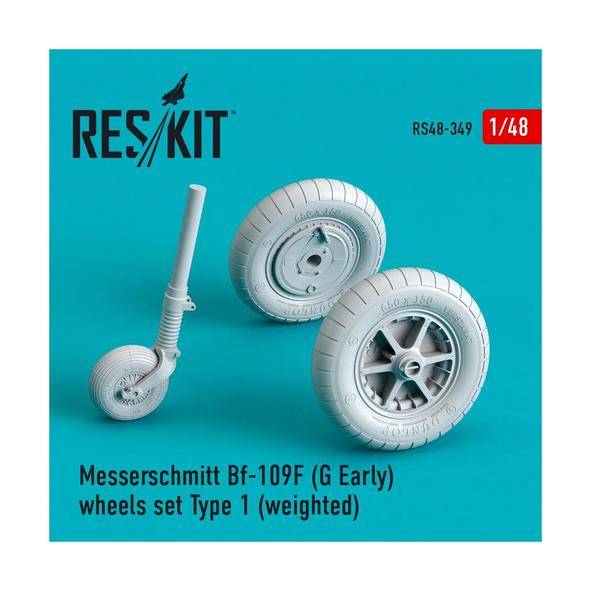 Bf-109 (F, G-early) wheels set type 1 (weighted), 1/48 - ResKit Mod... Bf-109 (F, G-early) wheels set type 1 (weighted), 1/48 - ResKit Mod...