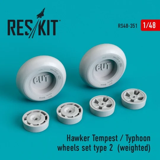 Hawker Tempest/Typhoon wheels set type 2 (weighted), 1/48 - ResKit ...