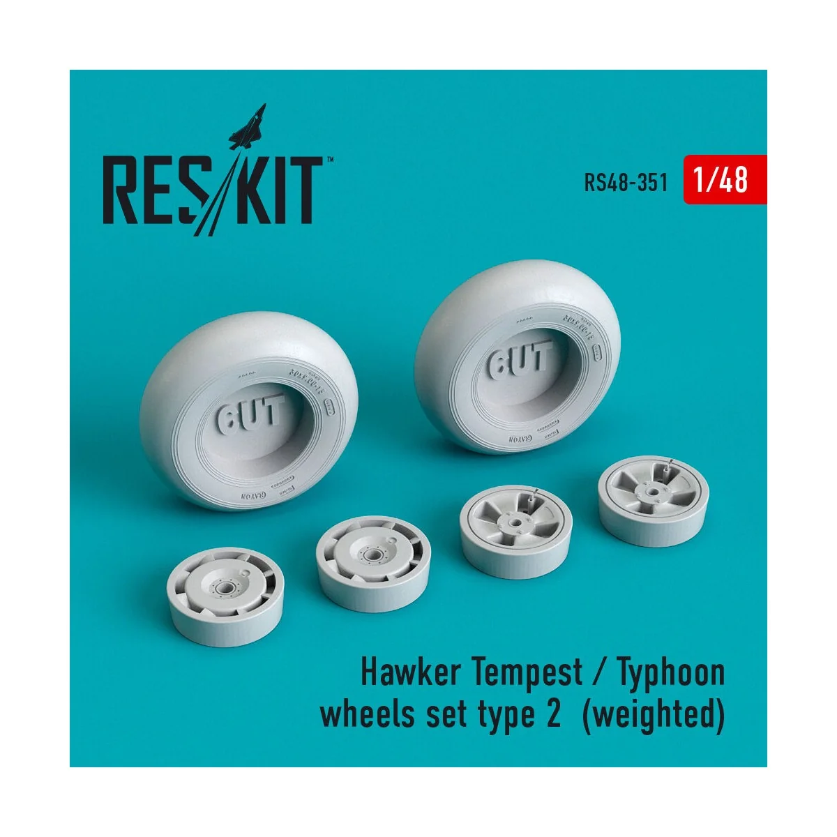 Hawker Tempest/Typhoon wheels set type 2 (weighted) - ResKit Models...