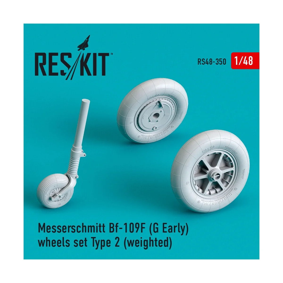 Bf-109 (F, G-early) wheels set type 2 (weighted) - ResKit Models RS...