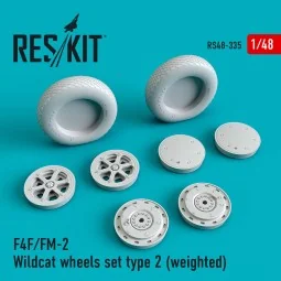 F4F/FM-2 Wildcat wheels set type 2 (weighted), 1/48 - ResKit Models...