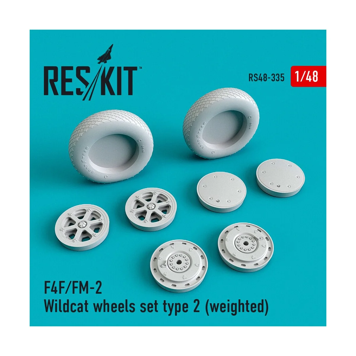F4F/FM-2 Wildcat wheels set type 2 (weighted) - ResKit Models RS48-...