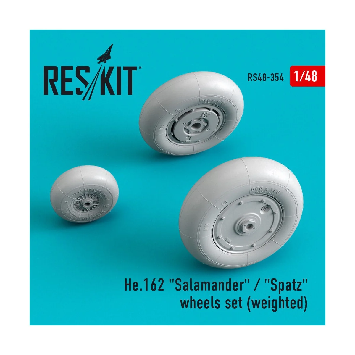 He.162 Salamander / Spatz wheels set (weighted) - ResKit Models RS4...