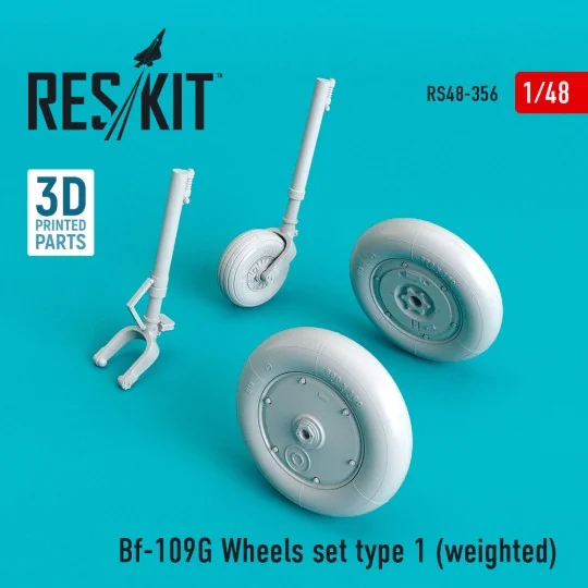 Bf-109G wheels set type 1 (weighted) - ResKit Models RS48-0356