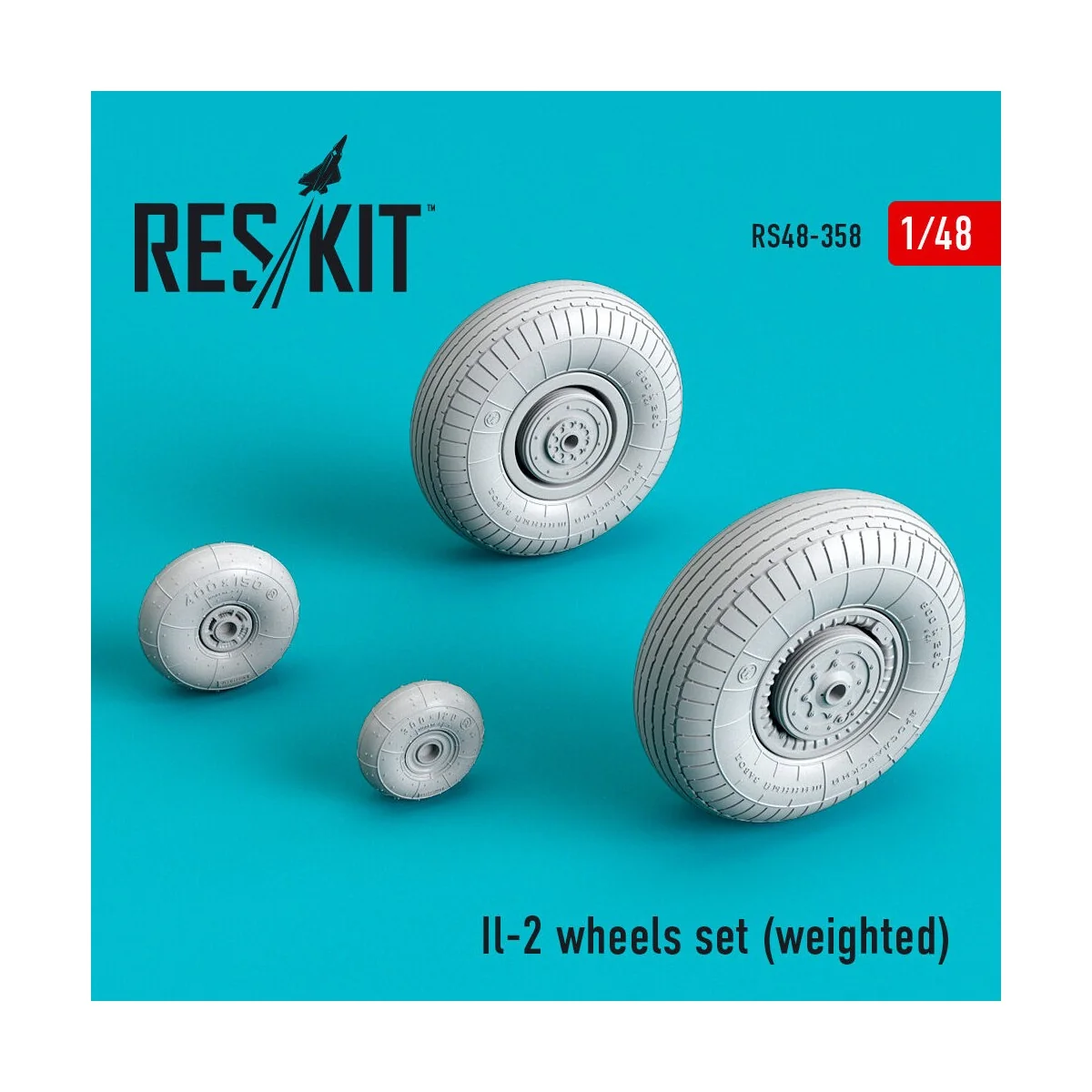 Il-2 wheels set (weighted), 1/48 - ResKit Models RS48-0358 Il-2 wheels set (weighted), 1/48 - ResKit Models RS48-0358