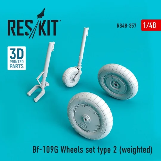 Bf-109G wheels set type 2 (weighted), 1/48 - ResKit Models RS48-0357 Bf-109G wheels set type 2 (weighted), 1/48 - ResKit Models RS48-0357