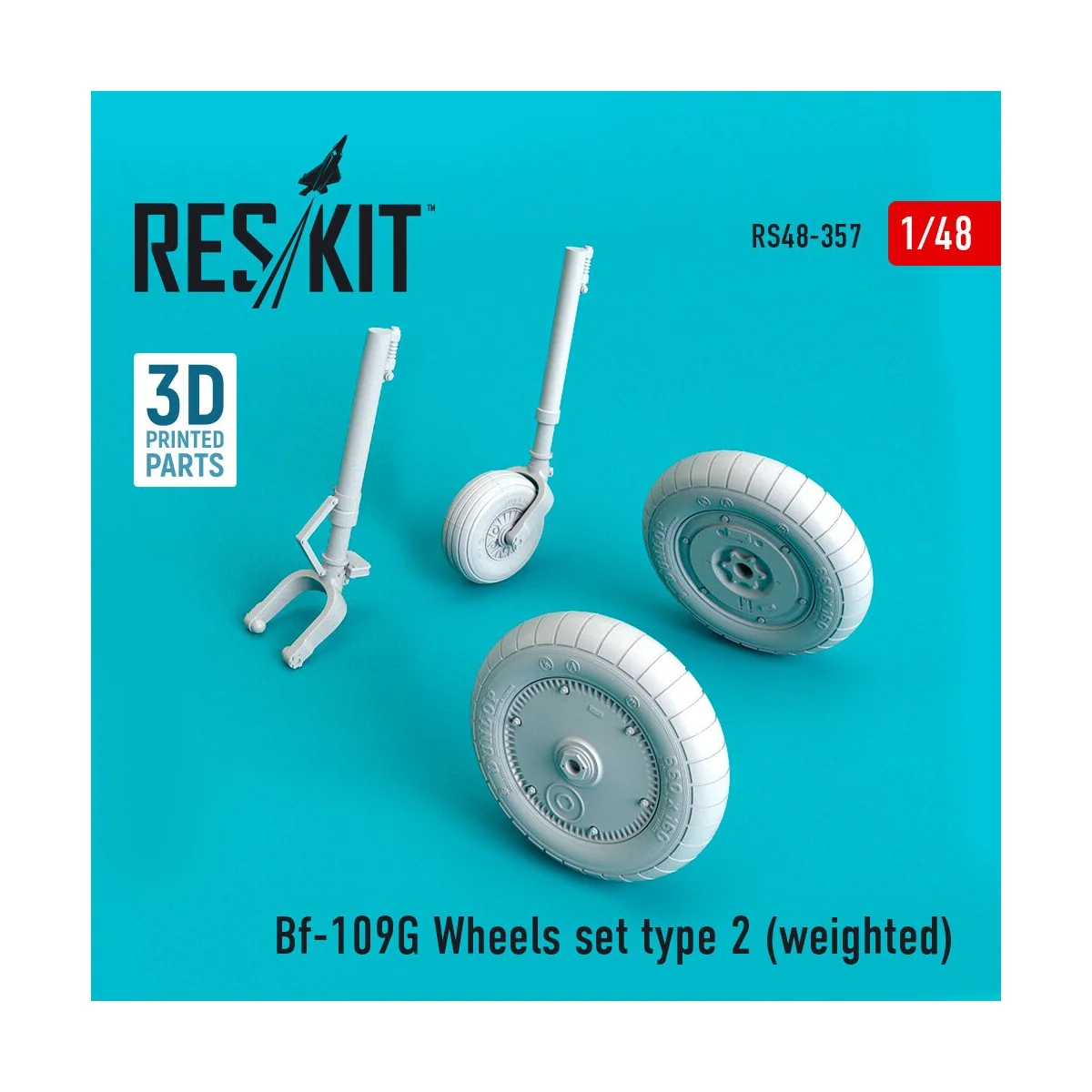 Bf-109G wheels set type 2 (weighted) - ResKit Models RS48-0357