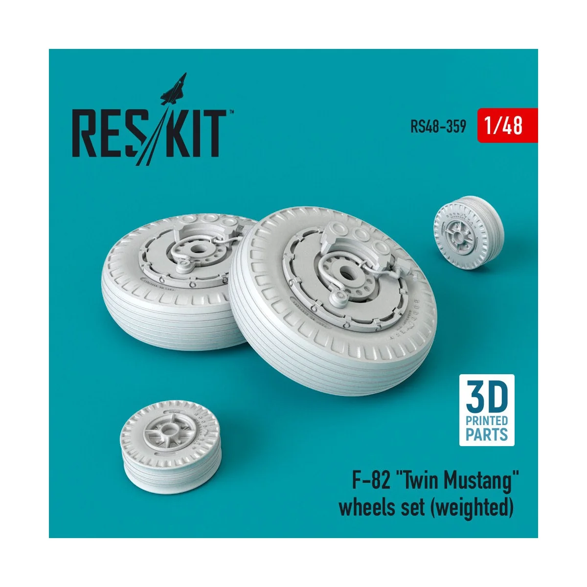 F-82 Twin Mustang (weighted) wheels set, 1/48 - ResKit Models RS48-...
