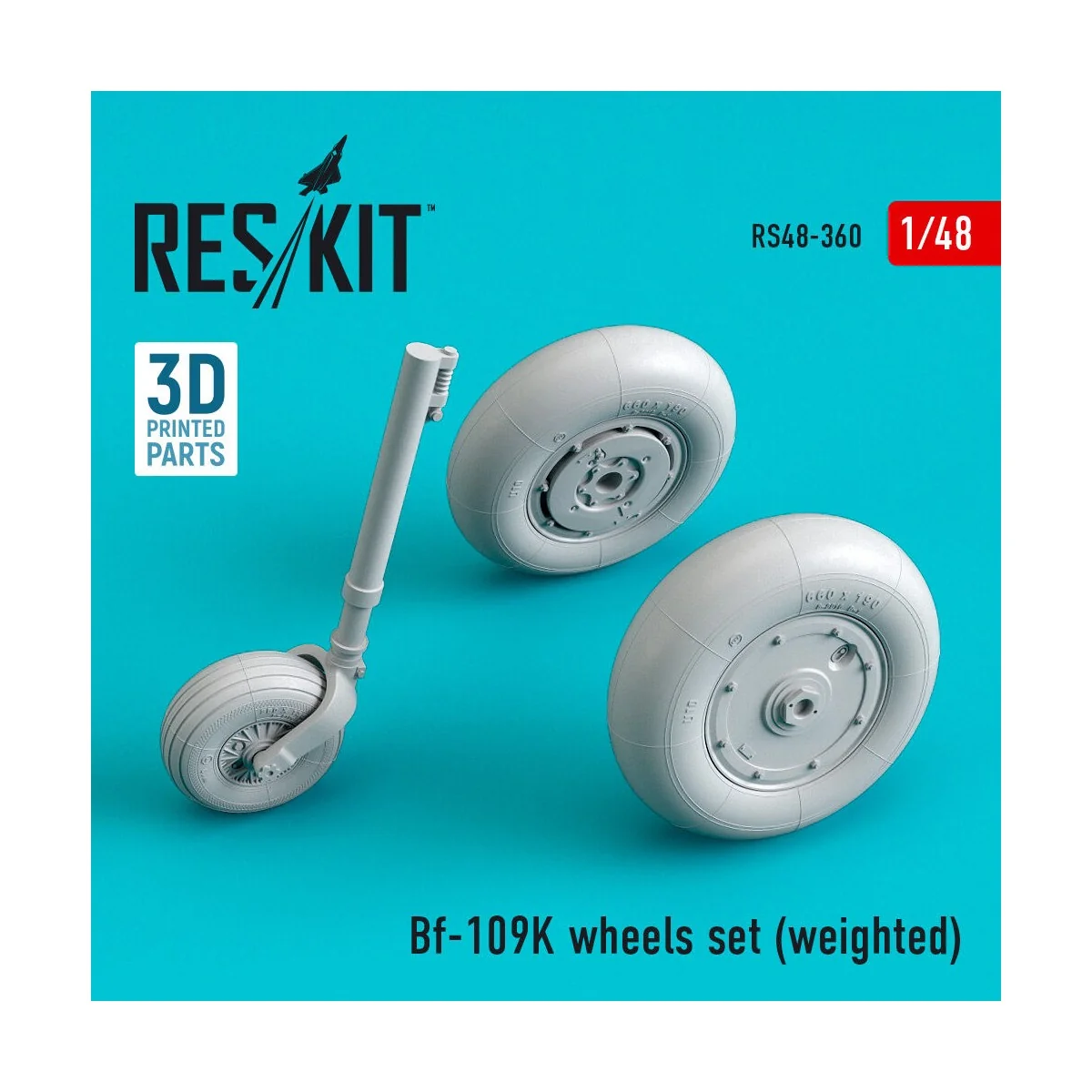 Bf-109K wheels set (weighted) - ResKit Models RS48-0360