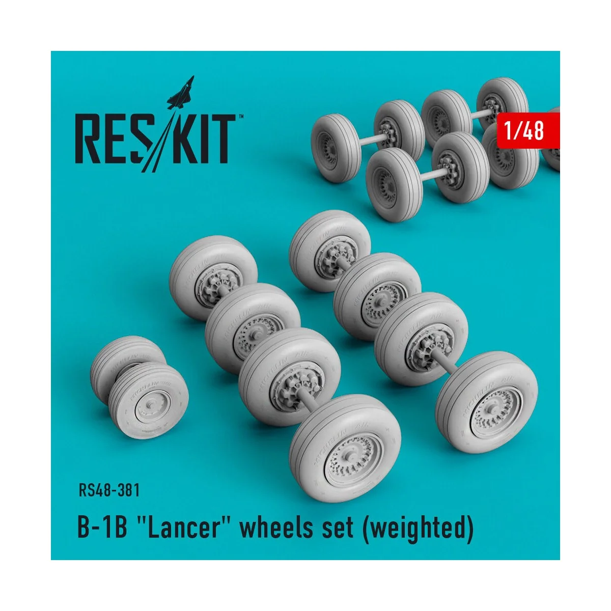 B-1B Lancer wheels set (weighted), 1/48 - ResKit Models RS48-0381