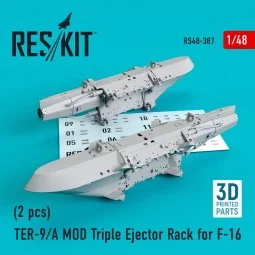 TER-9/A MOD Triple Ejector Rack for F-16 (2 pcs) (3D Printed) - Res...