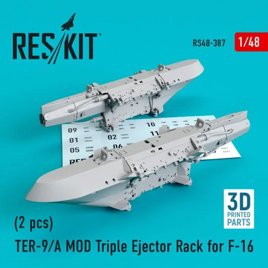 TER-9/A MOD Triple Ejector Rack for F-16 (2 pcs) (3D Printed), 1/48... TER-9/A MOD Triple Ejector Rack for F-16 (2 pcs) (3D Printed), 1/48...