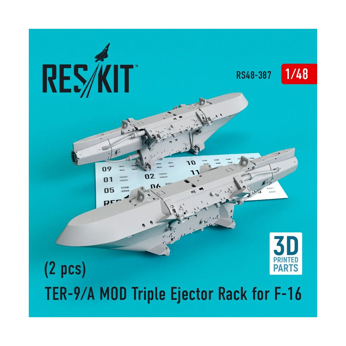 TER-9/A MOD Triple Ejector Rack for F-16 (2 pcs) (3D Printed) - Res...