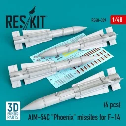 AIM-54C Phoenix missiles for F-14 (4pcs) (3D Printed) - ResKit Mode...