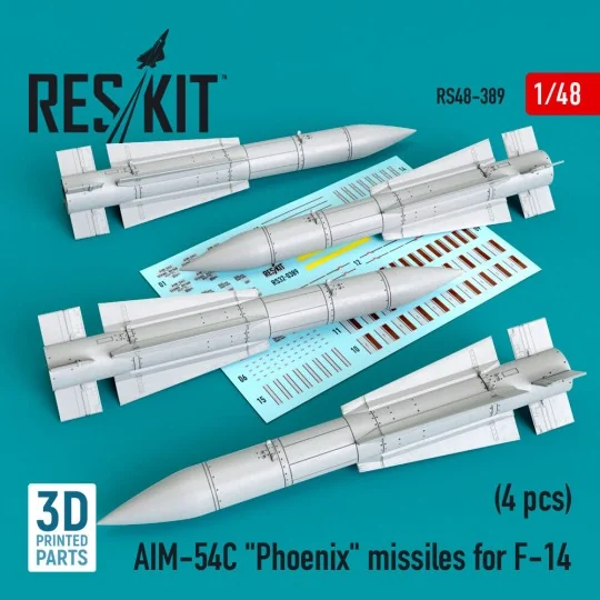 AIM-54C Phoenix missiles for F-14 (4pcs) (3D Printed), 1/48 - ResKi...