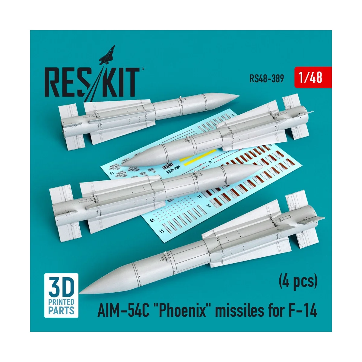 AIM-54C Phoenix missiles for F-14 (4pcs) (3D Printed), 1/48 - ResKi...