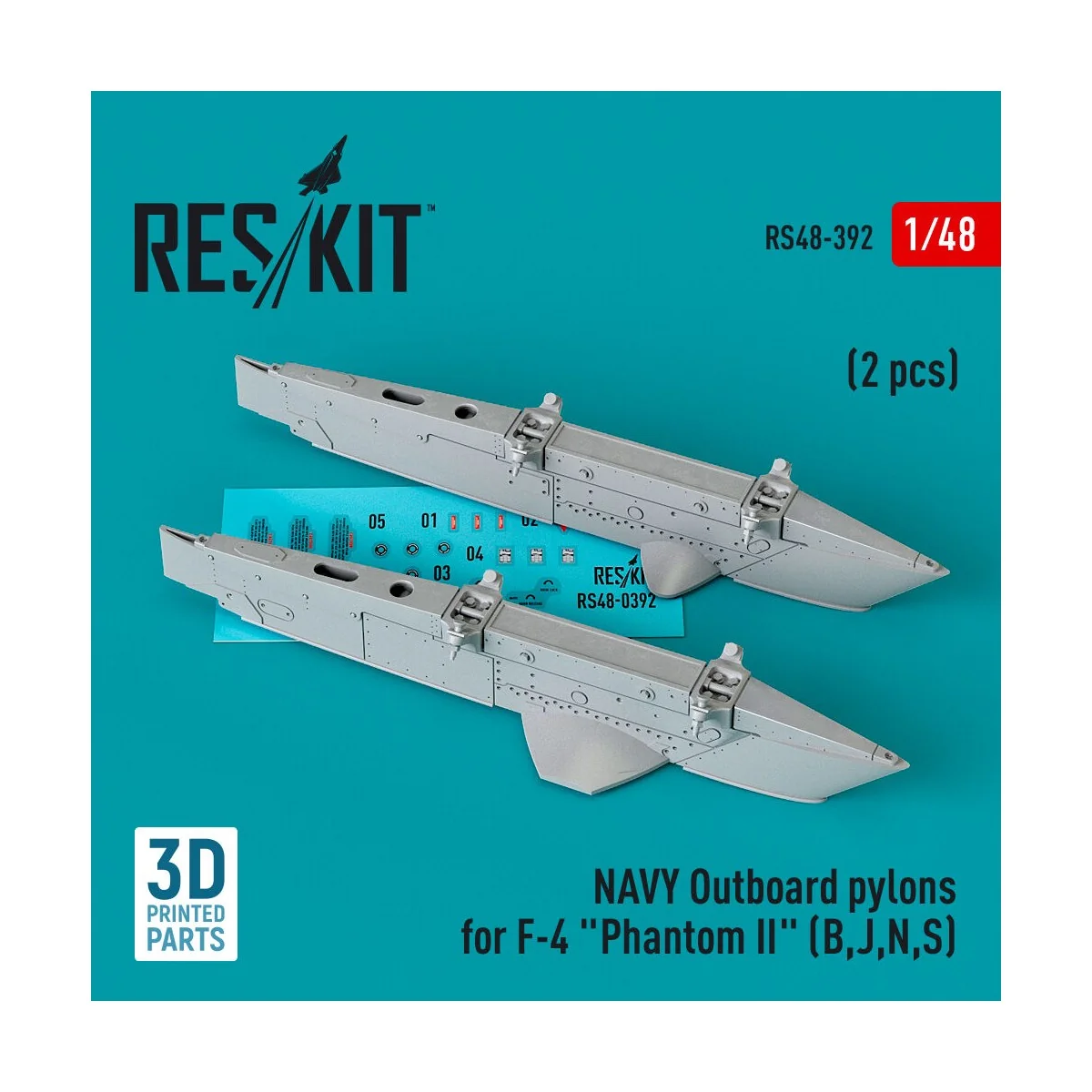 NAVY Outboard pylons for F-4 Phantom II (B,J,N,S) (2 pcs) (3D Print...