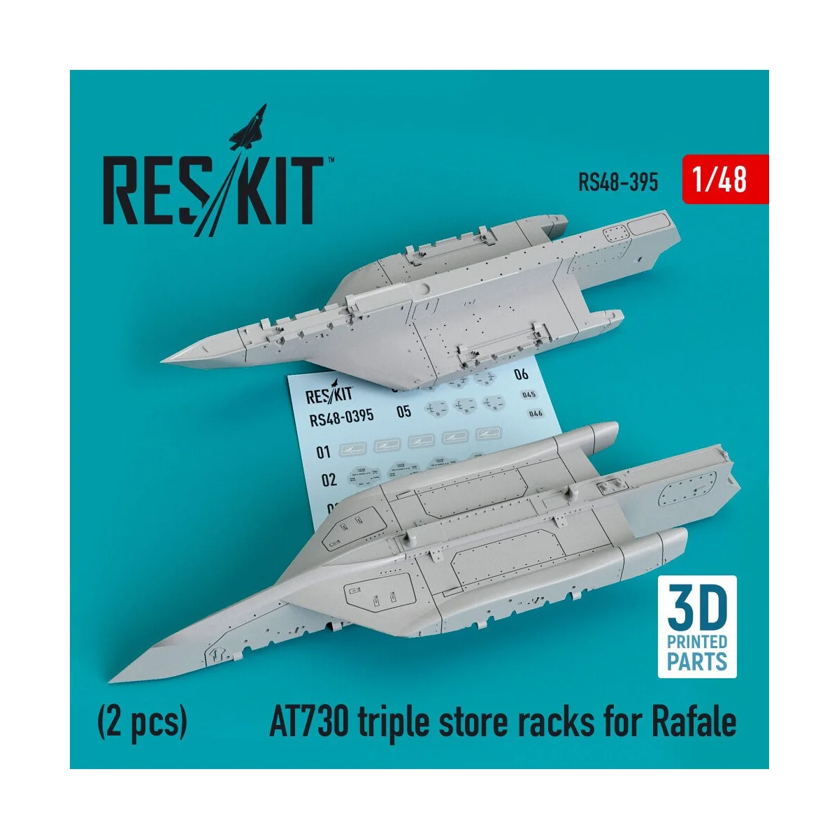 AT730 triple store racks for Rafale (2 pcs) (3D Printed), 1/48 - Re...