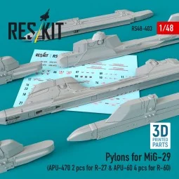 Pylons for MiG-29 (APU-470 2 pcs for R-27 & APU-60 4 pcs for R-60) ...