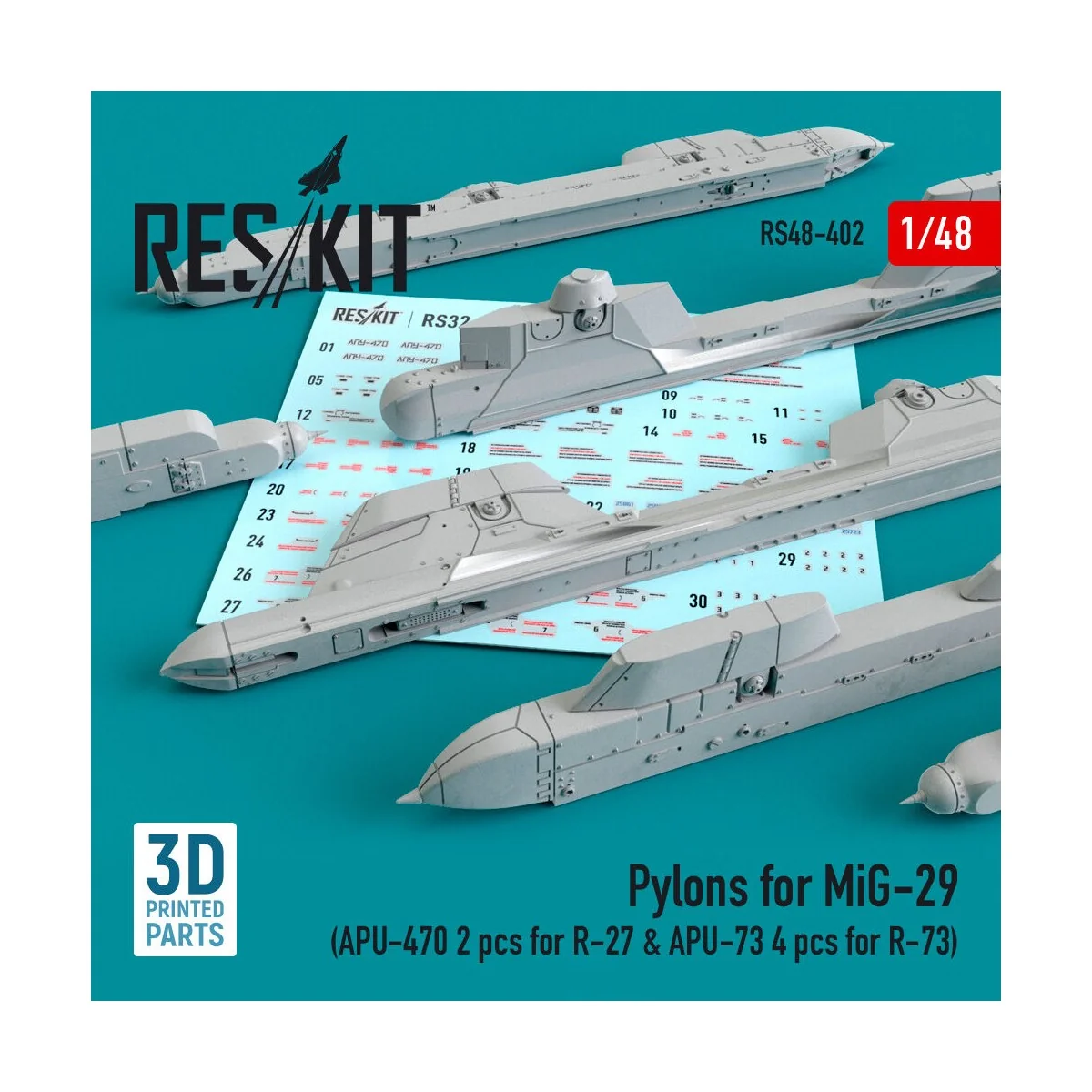 Pylons for MiG-29 (APU-470 2 pcs for R-27 & APU-73 4 pcs for R-73) ... Pylons for MiG-29 (APU-470 2 pcs for R-27 & APU-73 4 pcs for R-73) ...