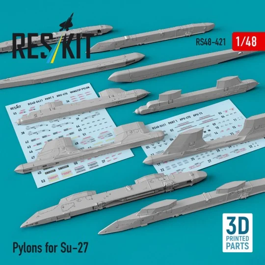 Pylons for Su-27 (3D Printed) - ResKit Models RS48-0421