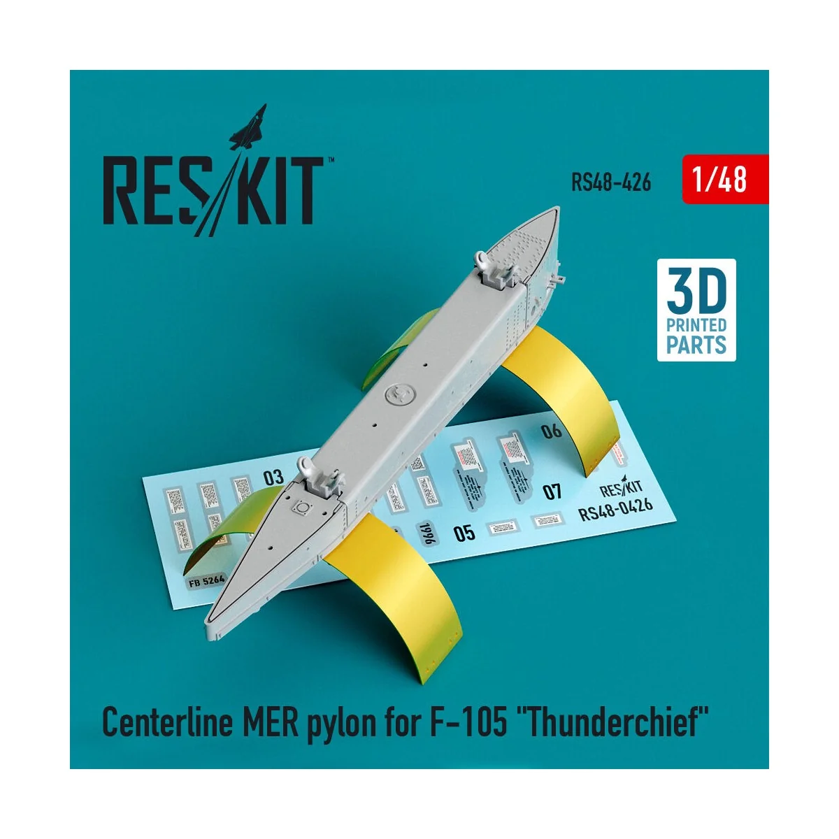 Centerline MER pylon for F-105 Thunderchief (3D Printed) - ResKit M...